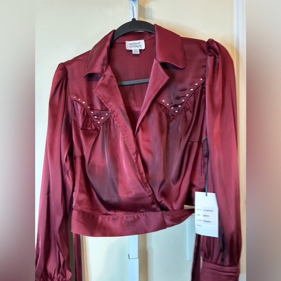 Unique Vintage Jewel Studded Wrap Blouse - Picture 8 of 10